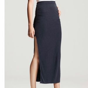 James Perse Ruched Maxi Skirt with Side Slit